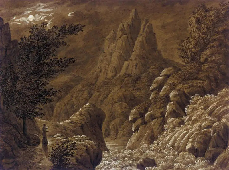 Idealized Landscape with Waterfall - Caspar David Friedrich