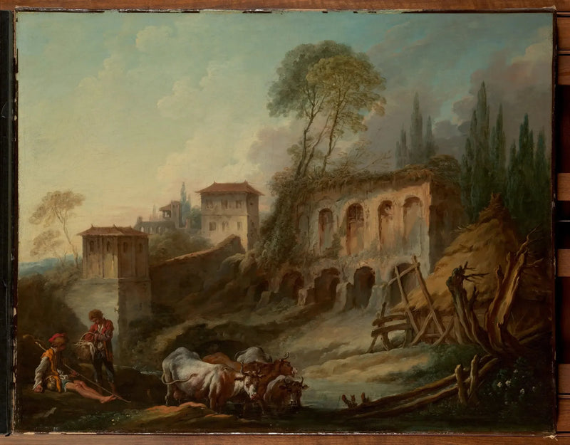 Imaginary landscape with Mount Palatine from Campo Vaccino - François Boucher
