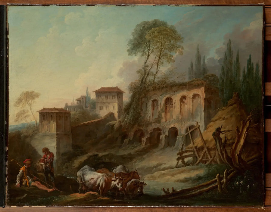 Imaginary landscape with Mount Palatine from Campo Vaccino - François Boucher