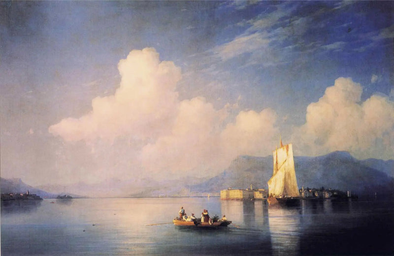 Italian landscape (Lake Maggiore), evening - Ivan Aïvazovski