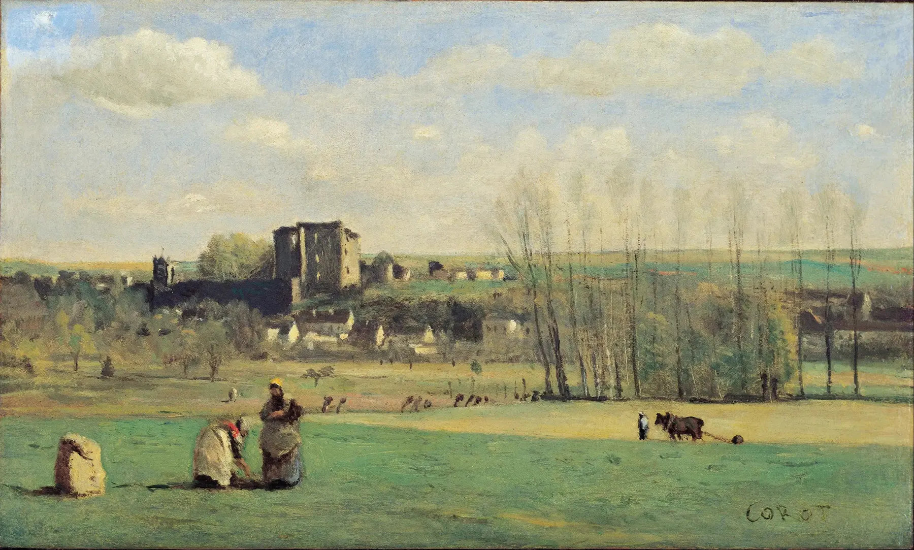 Paysage, La Ferté-Milon - Jean-Baptiste Camille Corot image 1 reproduction artisanale de tableau