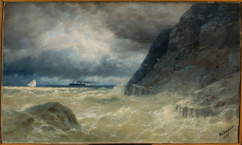 Seascape with a steamship. - Ivan Aïvazovski