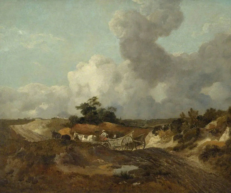 Open landscape with a farm cart on a rolling track - Thomas Gainsborough