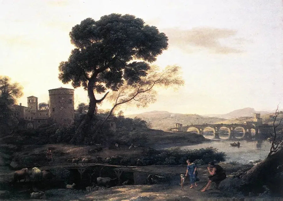 Pastoral landscape with the Milvius bridge - Claude Lorrain