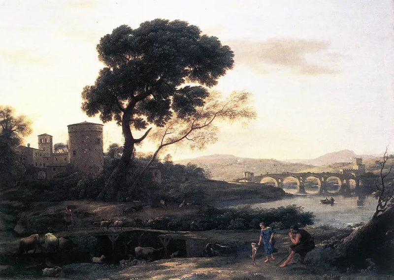 Pastoral landscape with the Milvius bridge - Claude Lorrain