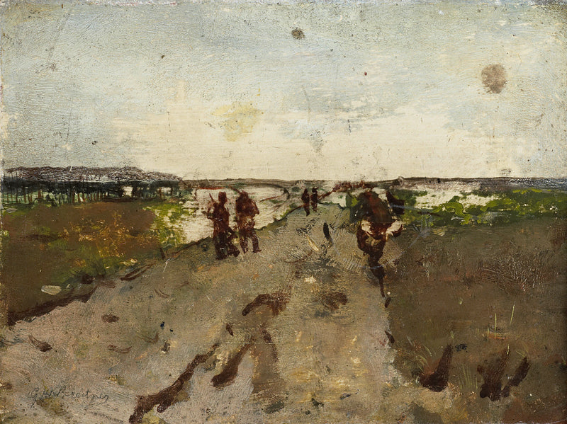 Paysage près de Waalsdorp avec des soldats en manœuvre - George Hendrik Breitner