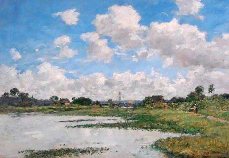 Landscape, River Touques, Normandy - Eugène Boudin