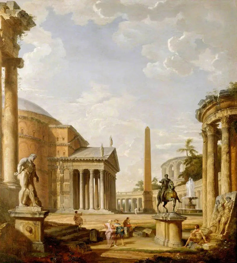 Roman Landscape with the Pantheon - Giovanni Paolo Panini