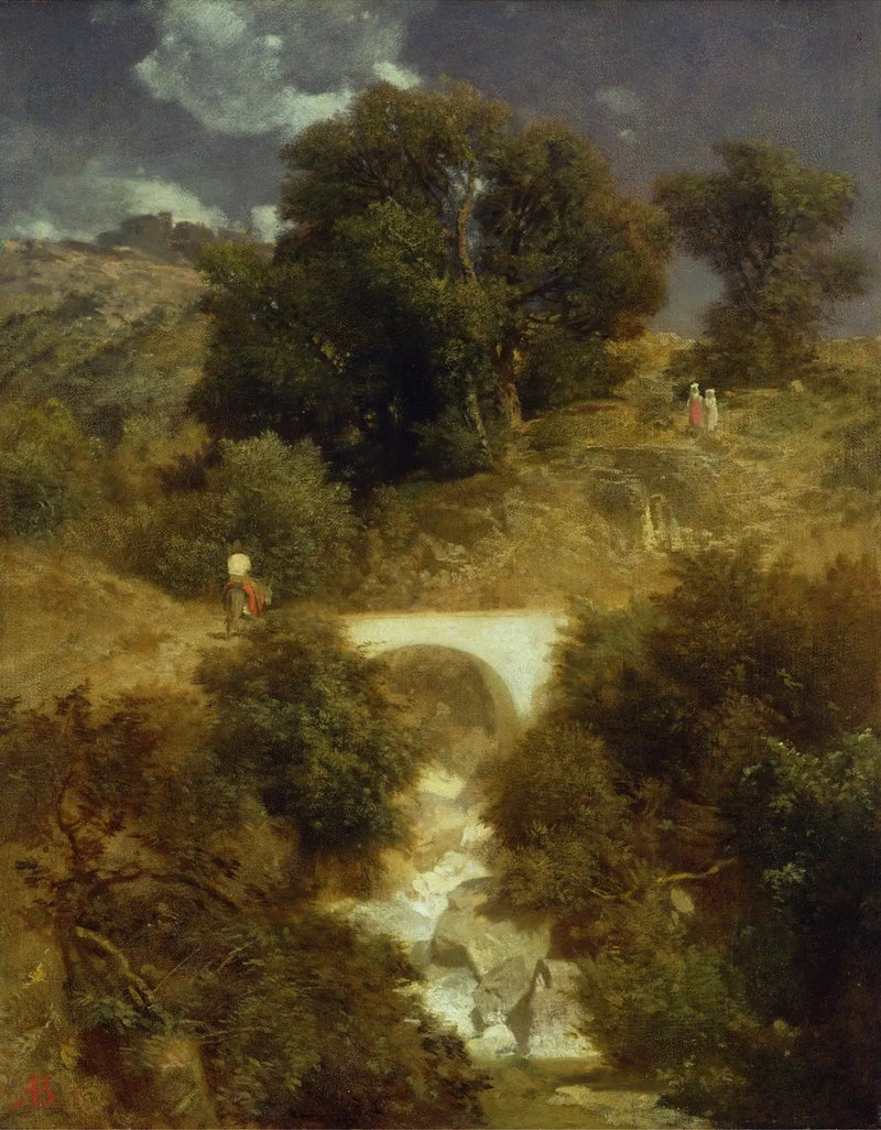 Roman landscape with a bridge - Arnold Böcklin