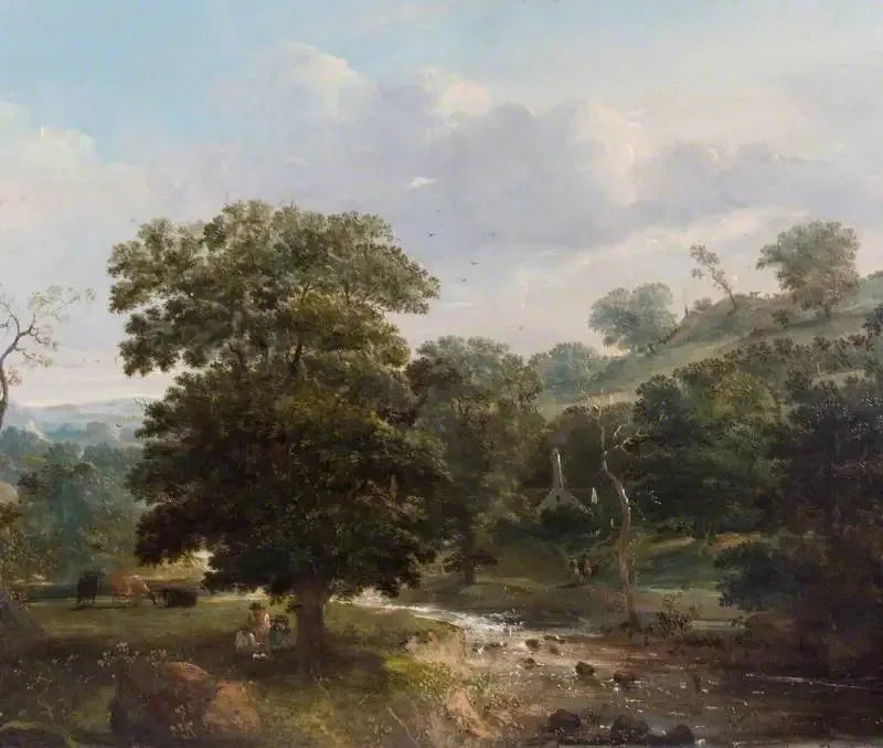 Paysage, ruisseau avec figures - Thomas Gainsborough image 1 copie de tableau peinte à la main