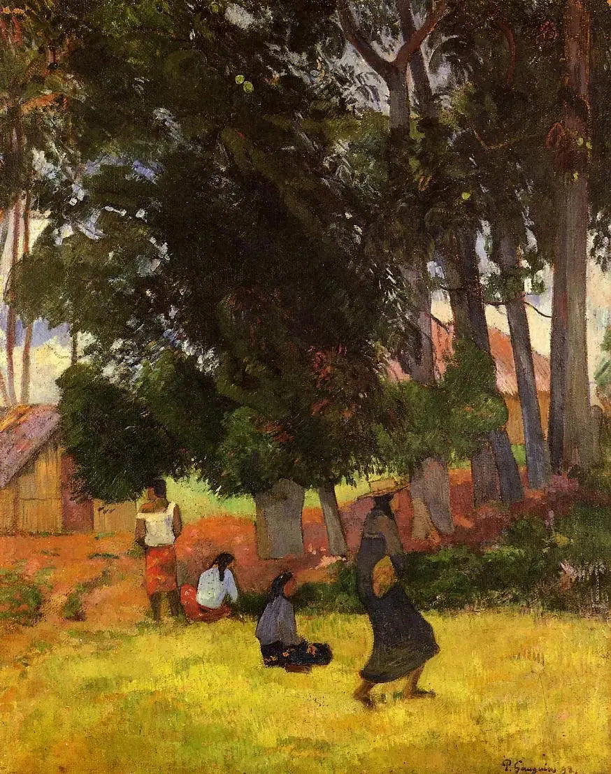 Paysage tahitien avec personnages - Paul Gauguin image 1 tableau peint à l’huile sur toile