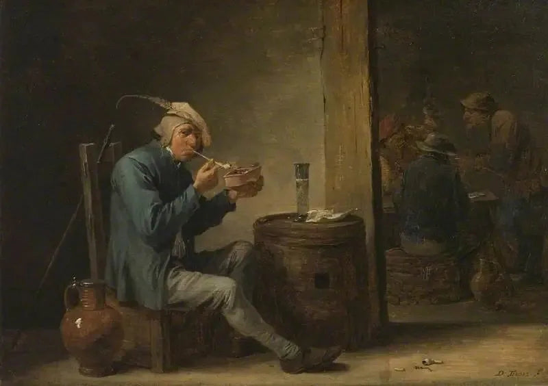 Peasant smoking in an interior (Flemish Pastimes, Interior) - David Teniers the Younger
