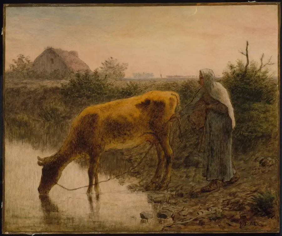 Peasant watering her cow - Jean-François Millet