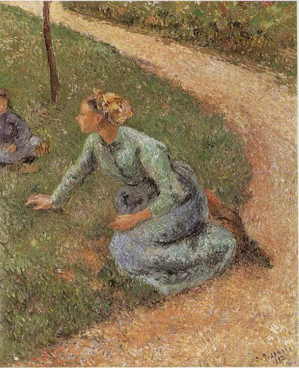Peasant Woman Sitting by the Side of a Path - Camille Pissarro