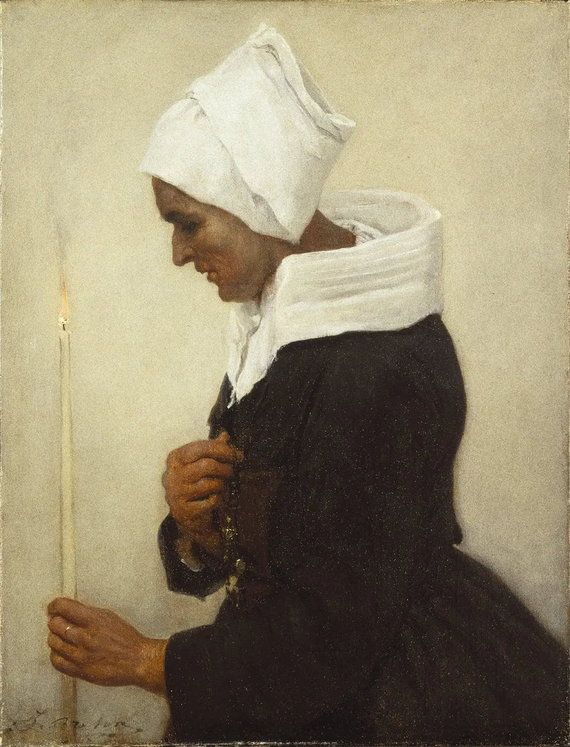 Breton Peasant Woman Holding a Candle - Jules Breton