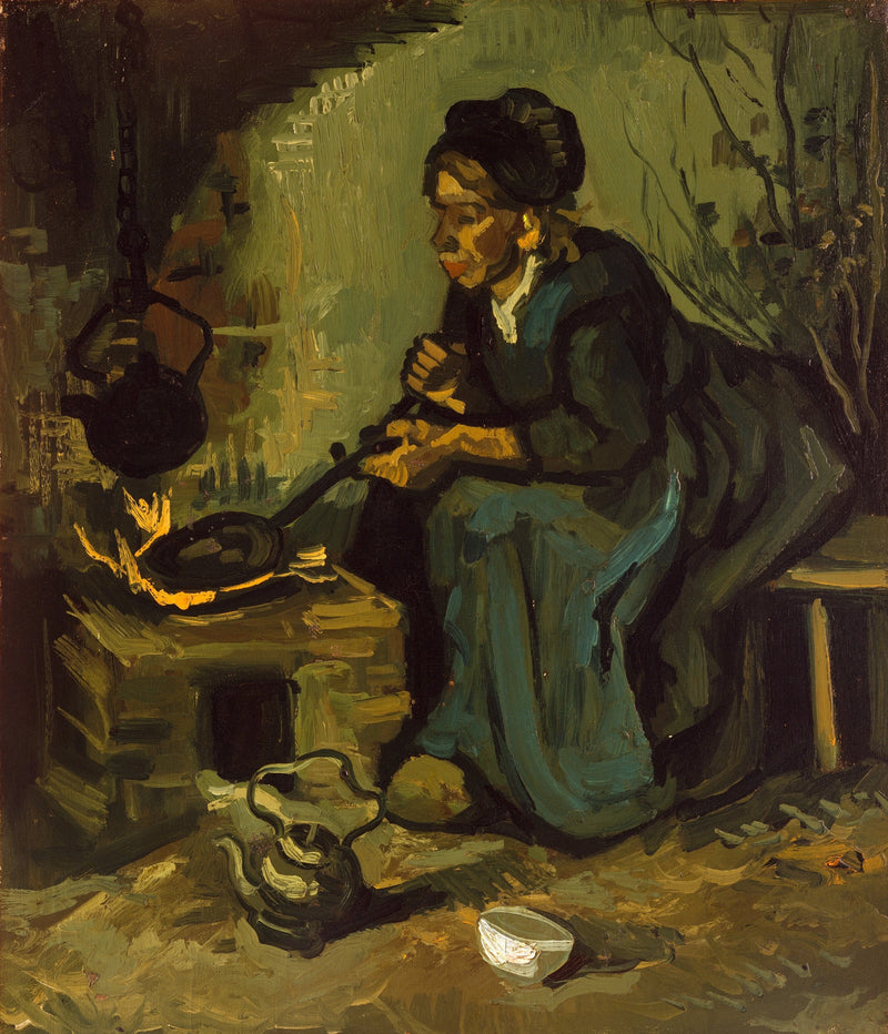 Peasant woman cooking. - Vincent van Gogh