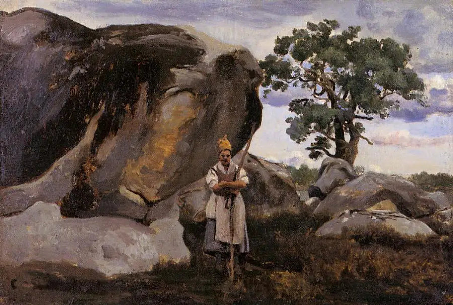 Peasant Woman in Fontainebleau Forest - Jean-Baptiste Camille Corot