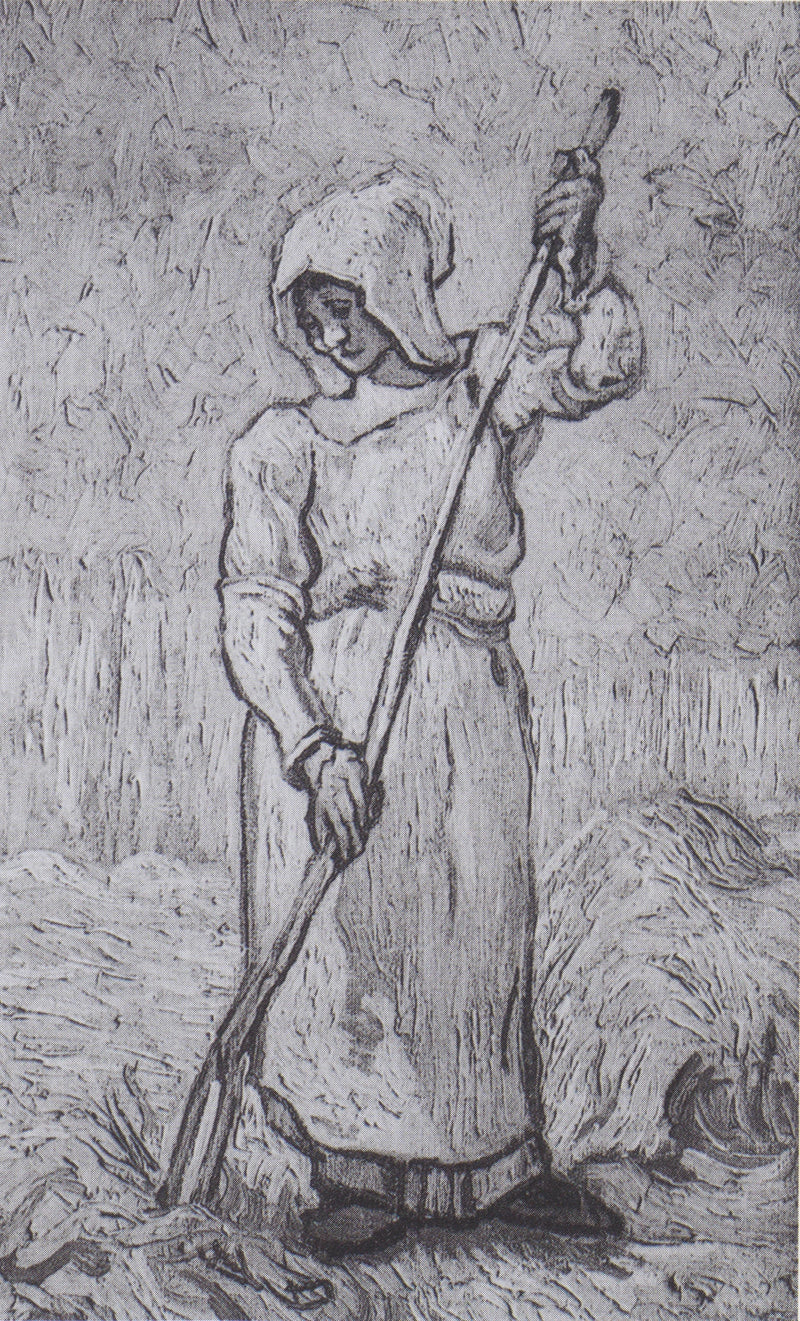 Peasant Woman with a Rake (after Millet) - Vincent van Gogh