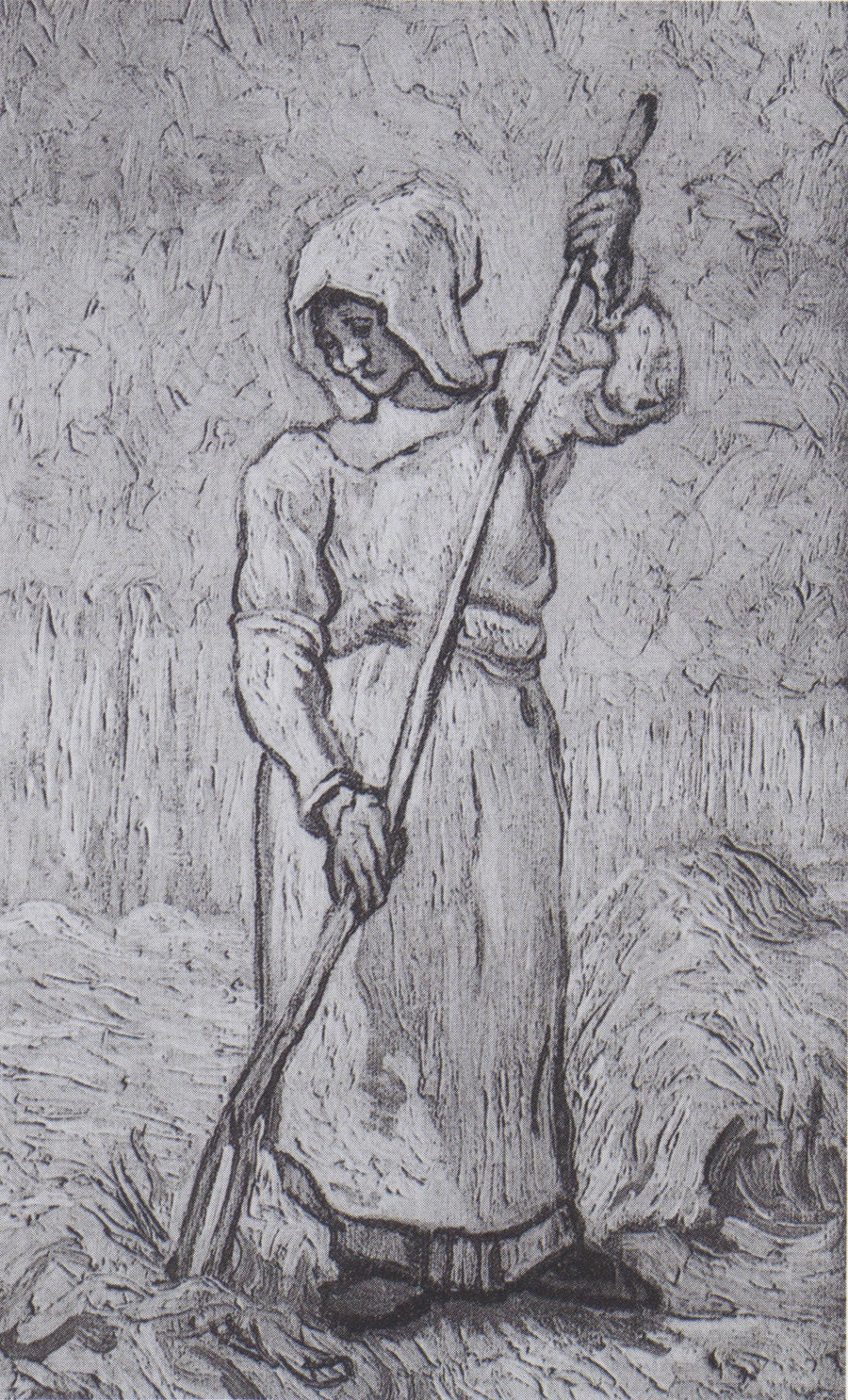 Peasant Woman with a Rake (after Millet) - Vincent van Gogh