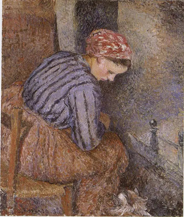 Peasant Woman Warming Herself - Camille Pissarro