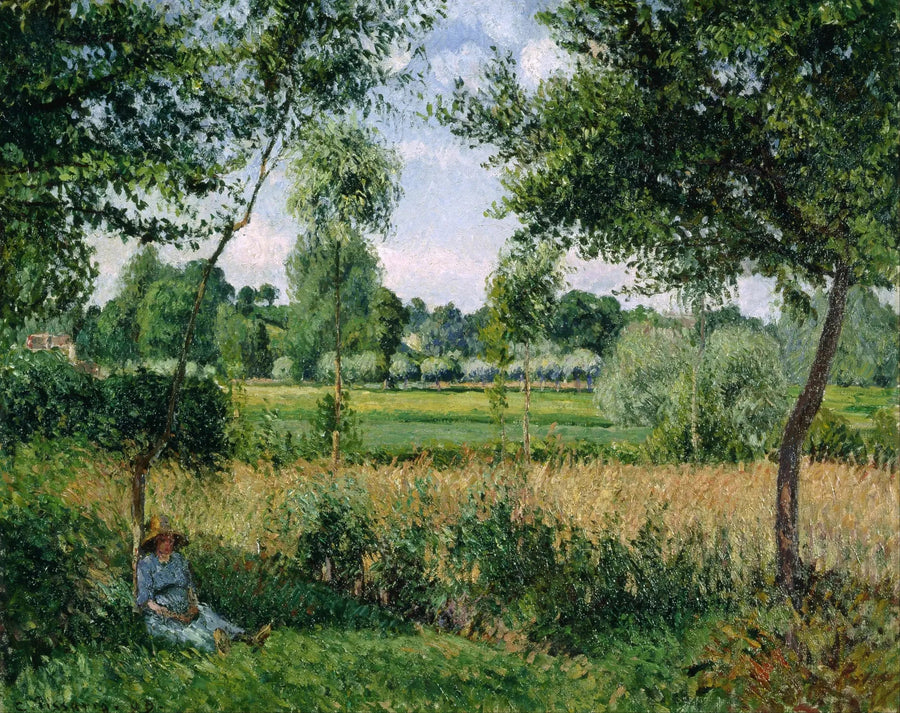 Peasant resting at the foot of a tree, sunlight effect, Éragny - Camille Pissarro