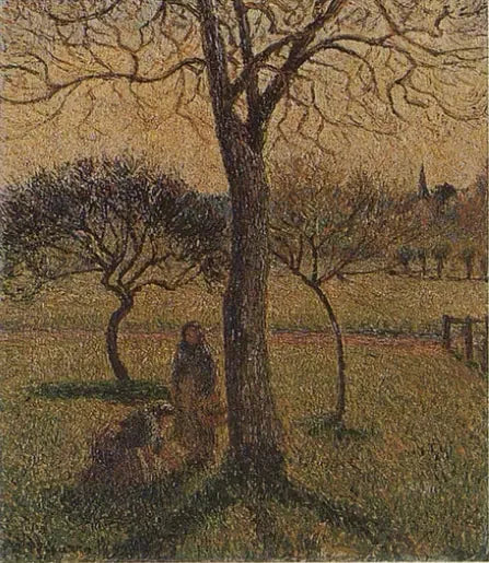 Peasant Women near a Walnut Tree - Camille Pissarro