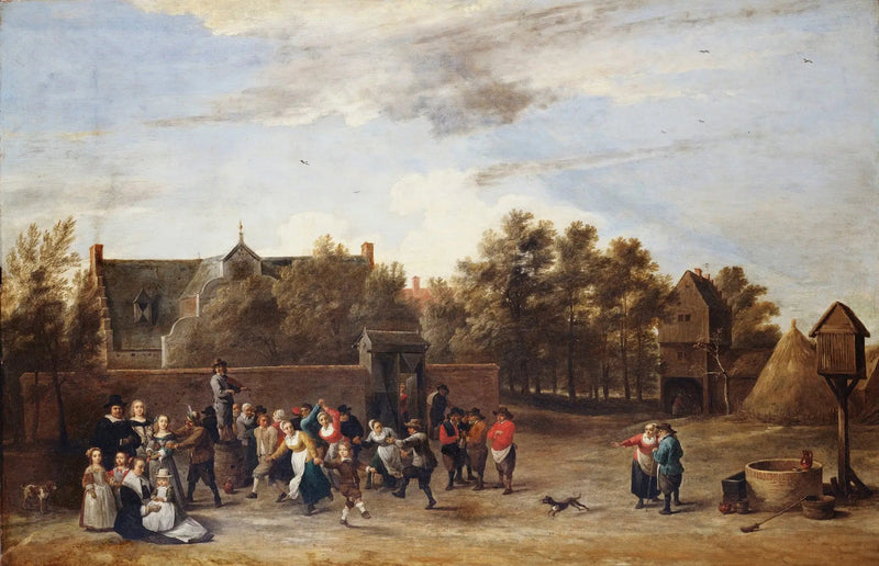 Peasants dancing in front of a country house - David Teniers the Younger