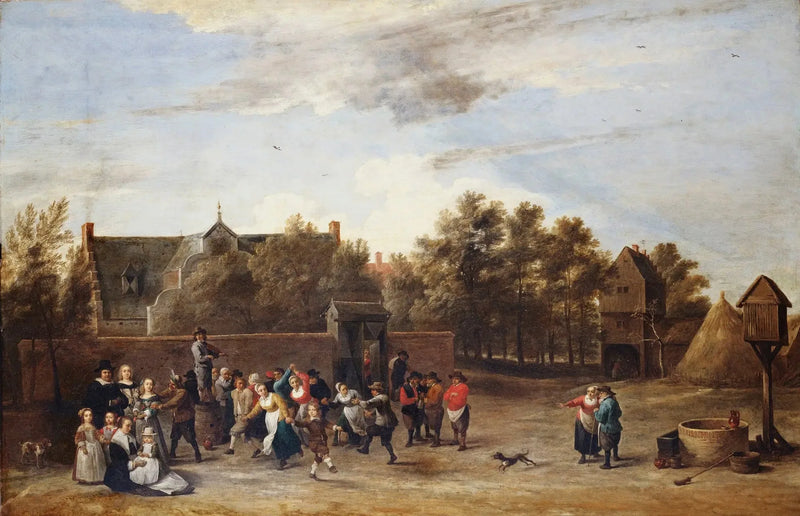 Peasants dancing in front of a country house - David Teniers the Younger