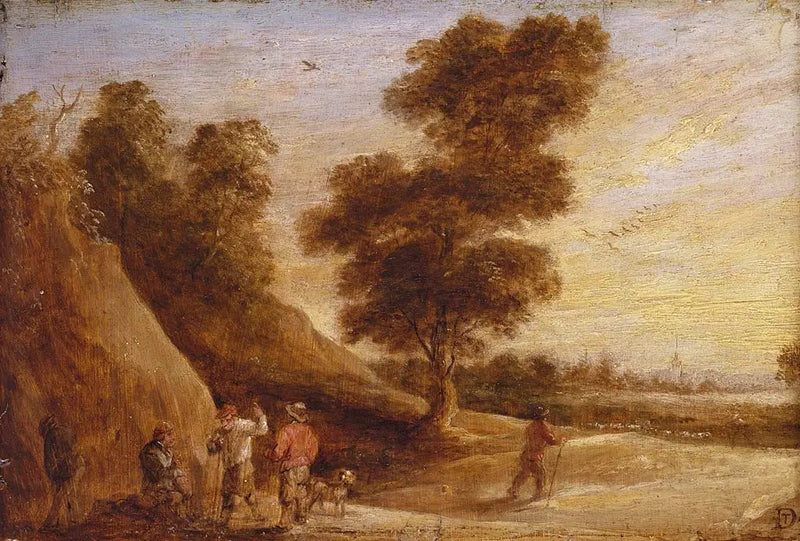 Peasants discussing in a landscape - David Teniers the Younger