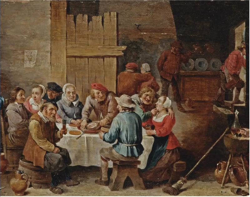 Peasants eating and drinking in an interior - David Teniers the Younger