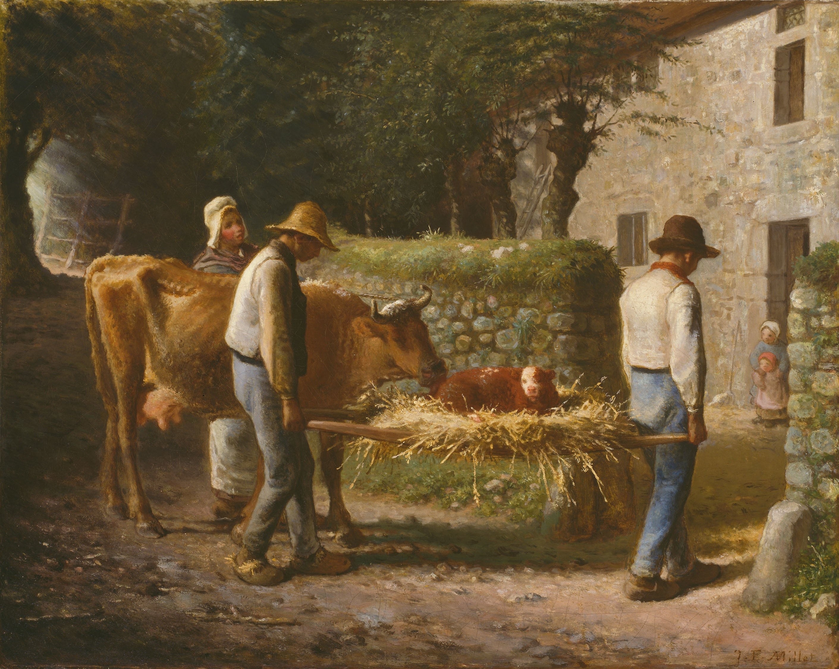 Peasants bringing home a calf born in the fields - Jean-François Millet