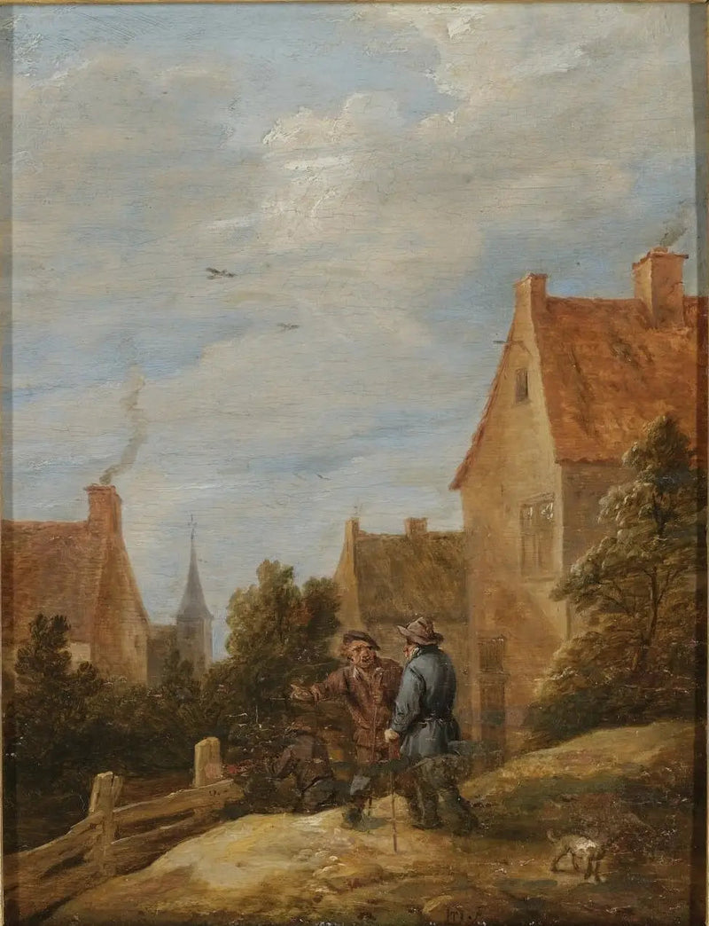 Peasants on a road in a village - David Teniers the Younger