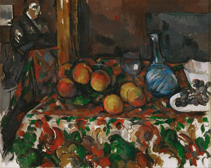 Peaches, Carafe and Figure - Paul Cézanne