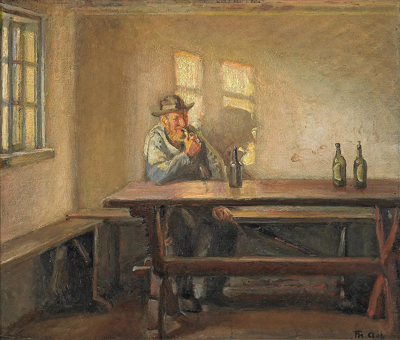 Fisherman in Brøndum's shop. - Michael Peter Ancher