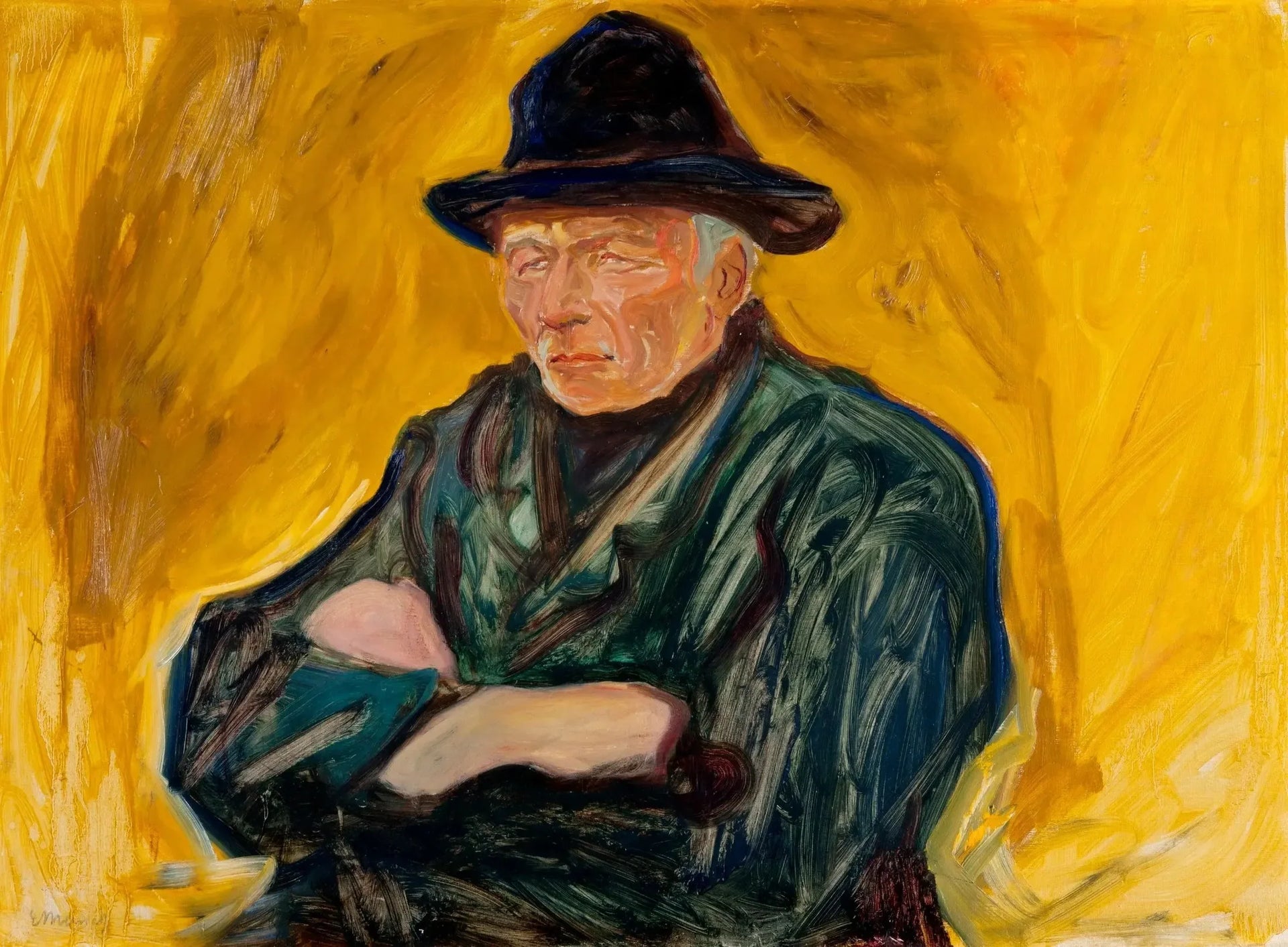 Pêcheur sur un fond jaune - Edvard Munch image 1 tableau peint à l’huile sur toile