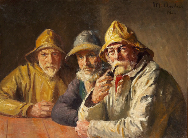 Fishermen in Brøndum's grocery store. -Michael Peter Ancher