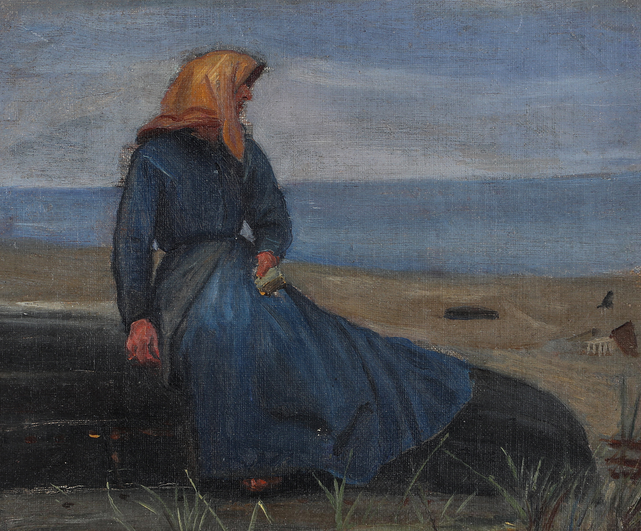Fisherwoman in the dunes. - Michael Peter Ancher