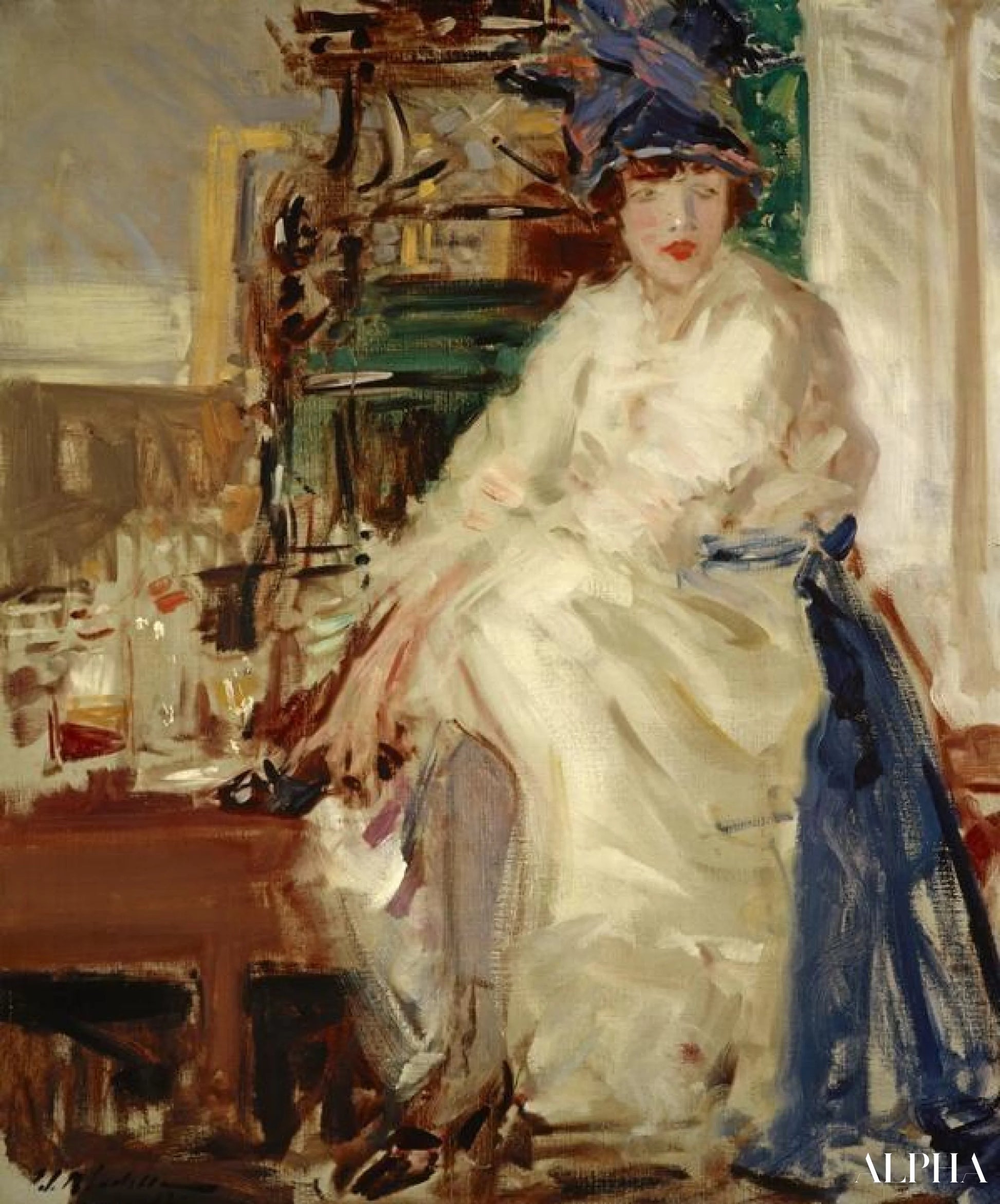 'Peggy in Blue and White - Francis Cadell - High-End Reproductions of Paintings and Artwork'