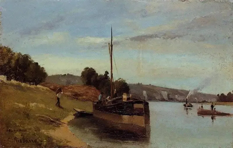 Barges at La Roche-Guyon Argenteuil, Fairground - Camille Pissarro