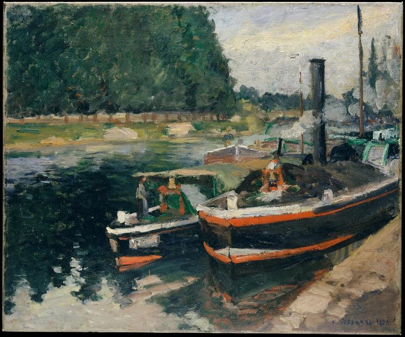 Barges at Pontoise - Camille Pissarro