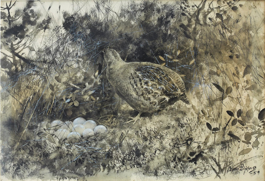 Gray partridge in the nest - Bruno Liljefors