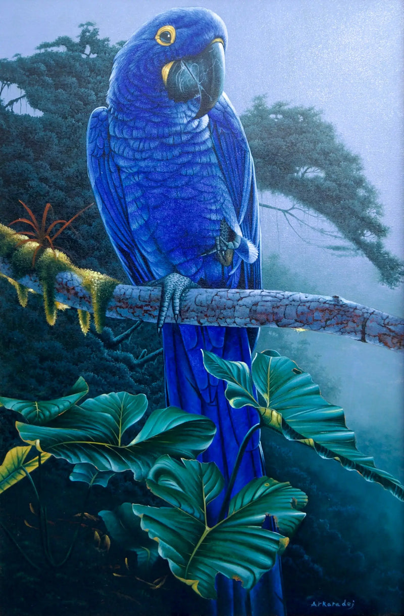Blue Parrot in the Jungle | 60 x 90 cm