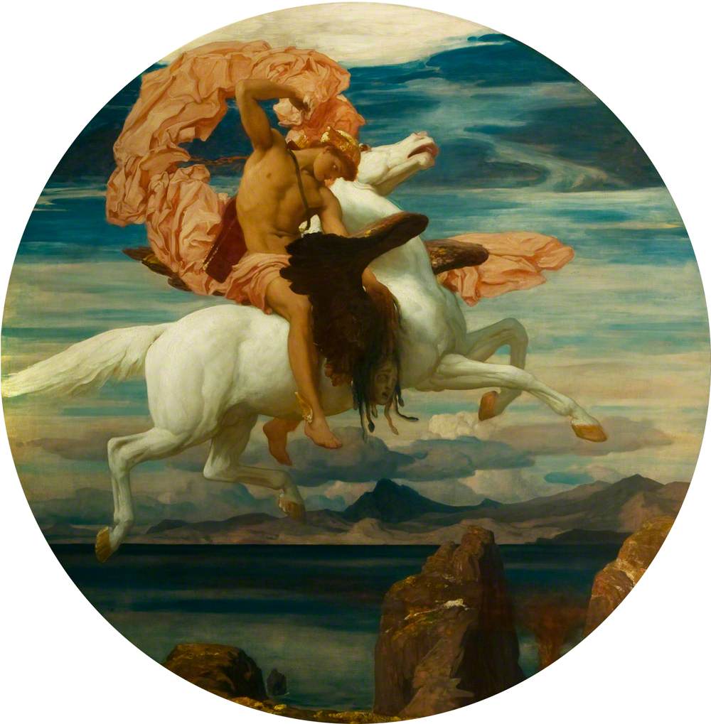 Perseus, on Pegasus, rushing to rescue Andromeda - Frederic Leighton