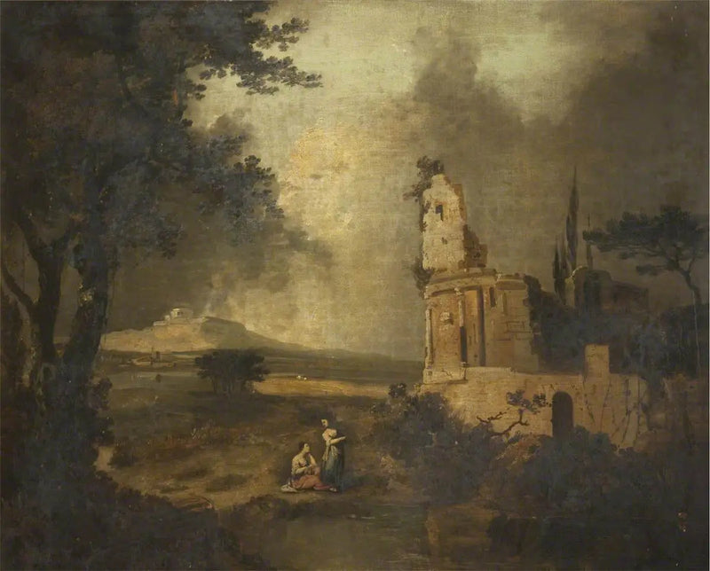 Characters conversing in the foreground; in the distance, Bethlehem - Claude Lorrain
