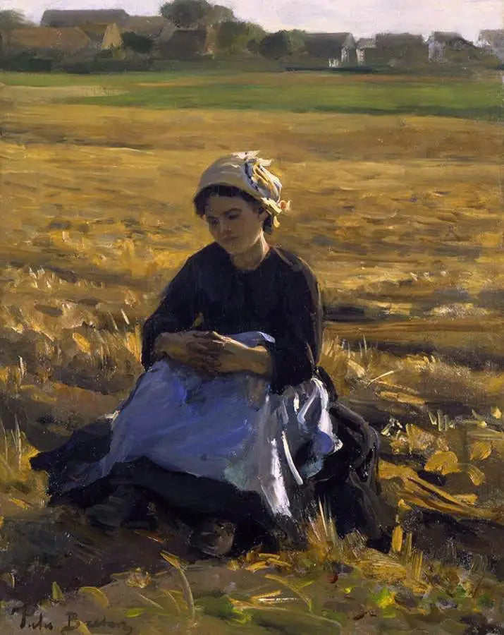 Petit glaneur assis dans le champ - Jules Breton