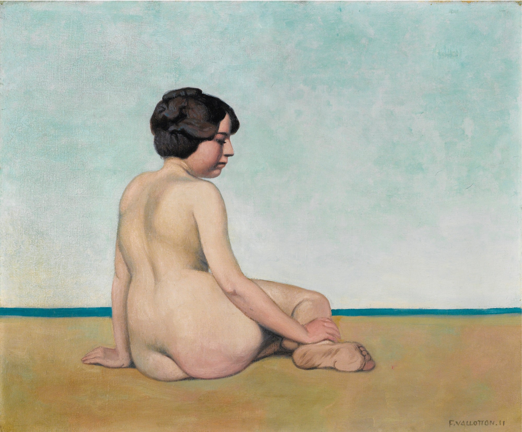 Petite baigneuse assise sur le sable - Félix Vallotton