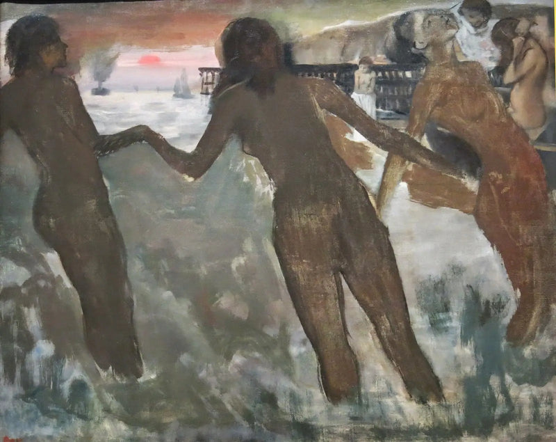 Little Peasant Women Washing at the Sea in the Evening - Edgar Degas