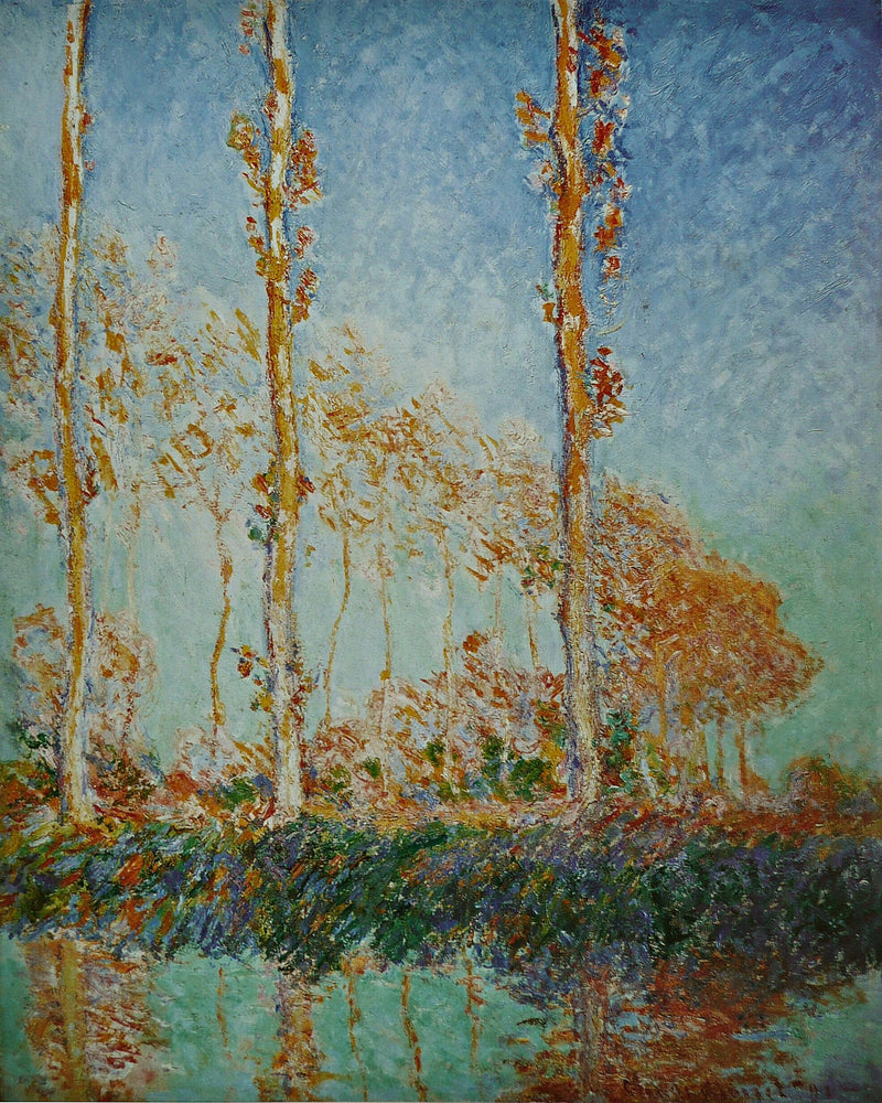 The Poplars, three pink trees, autumn - Claude Monet