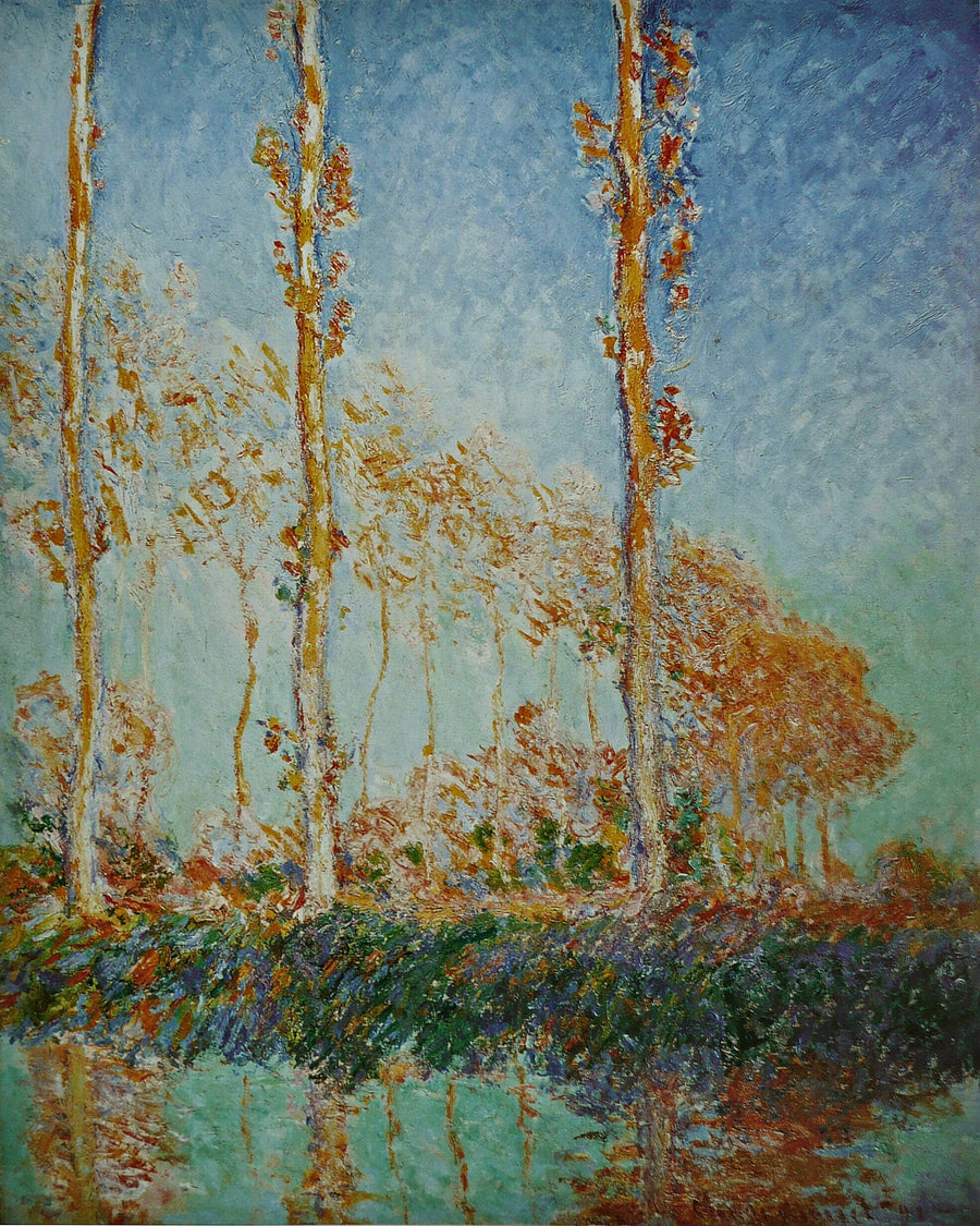 The Poplars, three pink trees, autumn - Claude Monet