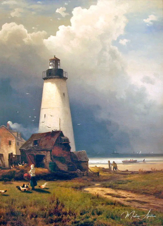 Phare de Sandy Hook - Edward Moran - Reproductions de tableaux et peintures haut de gamme